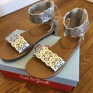 NWT Cat & Jack metallic gladiator sandals, size 12